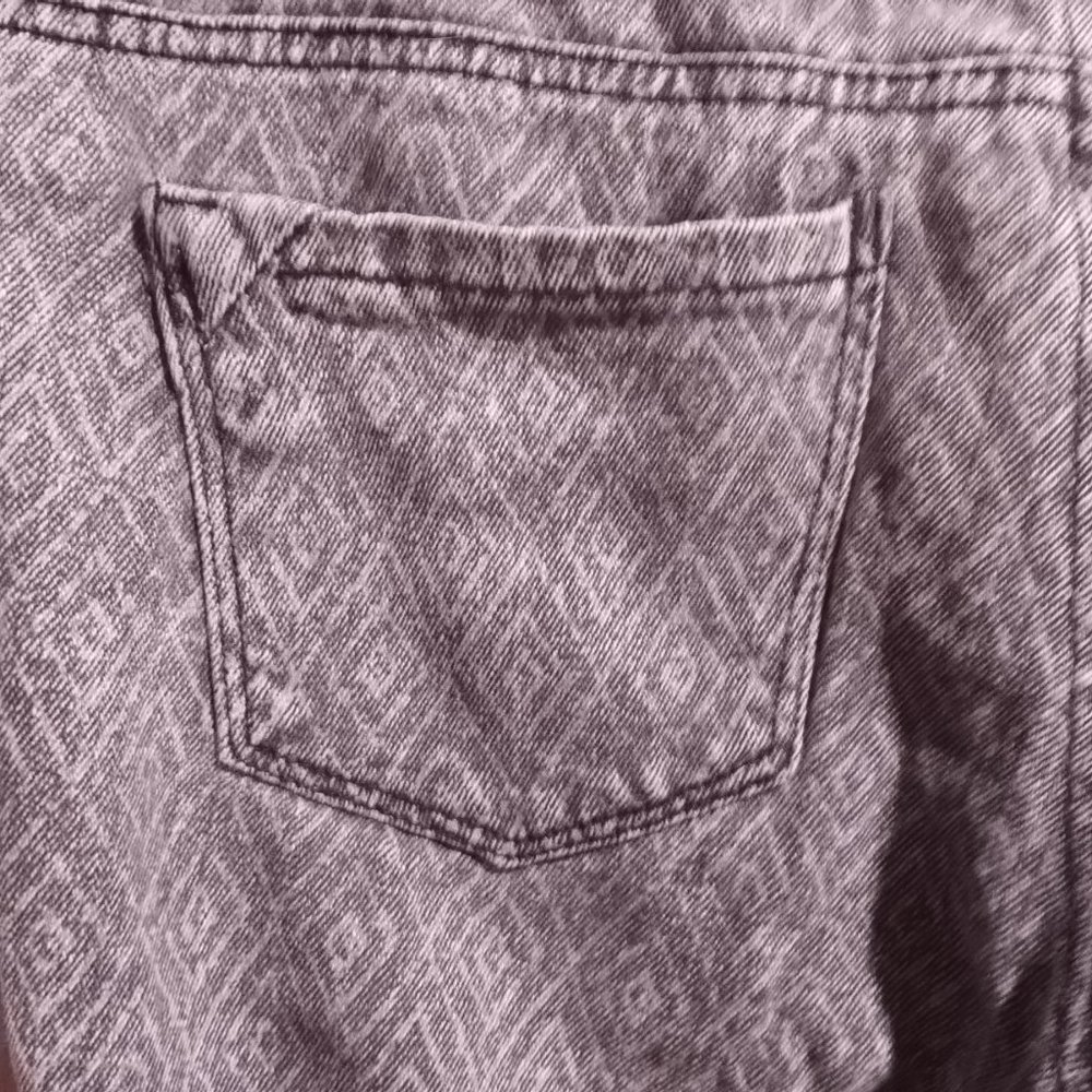 Rue 21 Diamond Geometric Pattern Gothic Moto Metal Grey Jeans Fits 8 - Picture 7 of 8